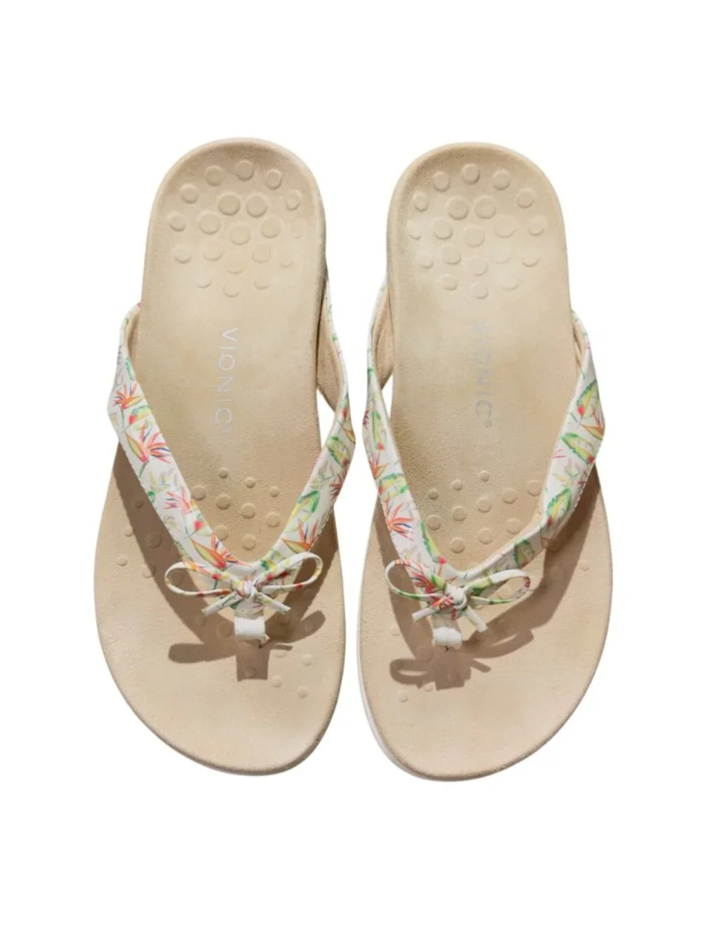 Vionic Bella Ii Womens Floral Orthotic Sandals Size 12 Wide Beige & Multicolor